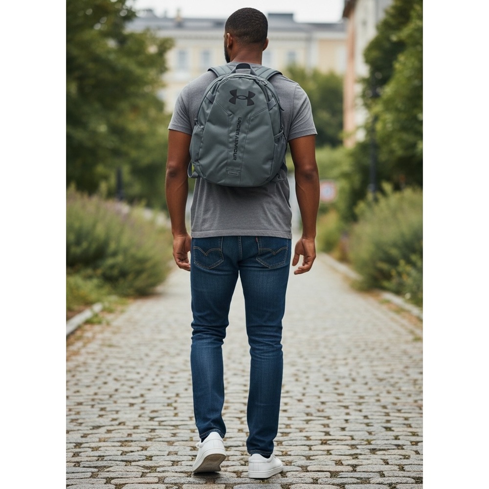 Under Armour Hustle Lite Backpack Grey UA Storm Water Repellent Laptop‎ Bag